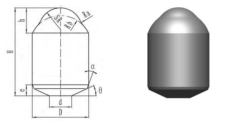 Black Diamond Drilling Cemented Carbide Double Dome Button schematic